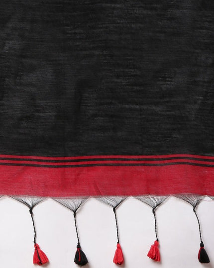 Exquisite Dual-Tone Silk Cotton Saree with Tassel Embellishments and Unstitched Blouse Piece