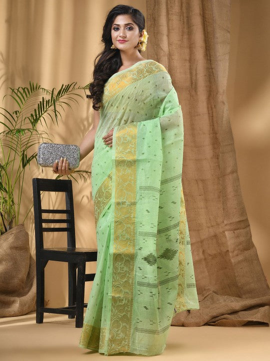 DESH BIDESH Ethnic Motifs Pure Cotton Block Print Saree - Traditional Indian Attire
