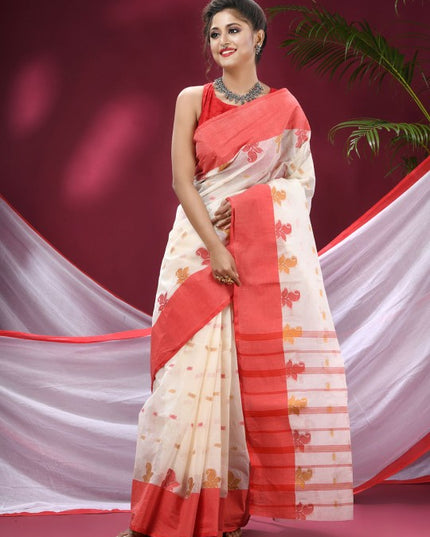 DESH BIDESH Pure Cotton Woven Design Saree: Elegant, Traditional, Lightweight, Comfortable