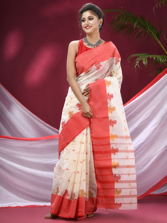 DESH BIDESH Pure Cotton Woven Design Saree: Elegant, Traditional, Lightweight, Comfortable
