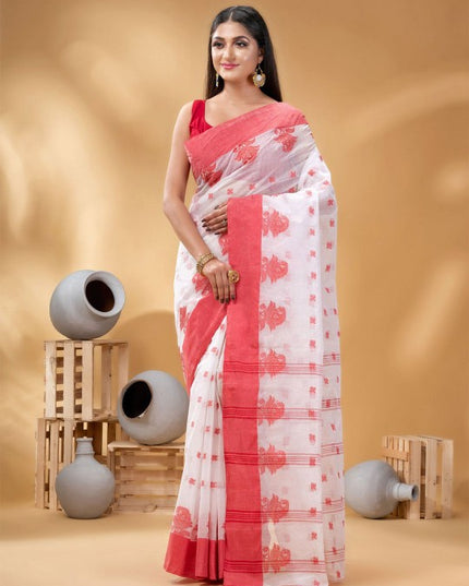 DESH BIDESH Floral Pure Cotton Taant Saree