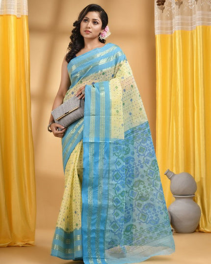 DESH BIDESH Woven Design Zari Pure Cotton Taant Saree