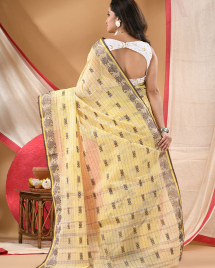 DESH BIDESH Ethnic Motifs Printed Zari Pure Cotton Saree