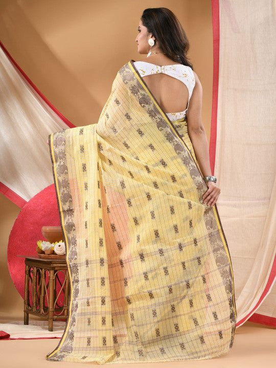 DESH BIDESH Ethnic Motifs Printed Zari Pure Cotton Saree