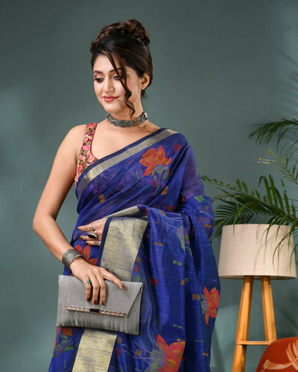 Floral Batik Kamal Phool Silk Cotton Saree