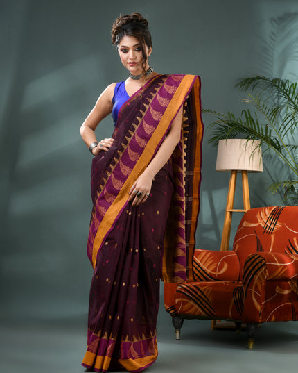 Handloom Cotton Tant Saree – Sitaara Borfi Design