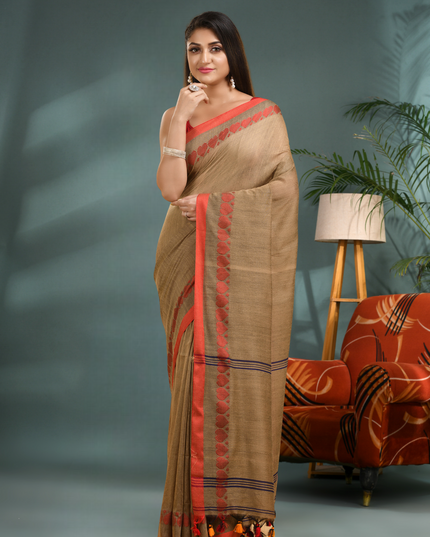 Women’s Traditional Bengali Tant Handloom Cotton Saree – Loveria Design
