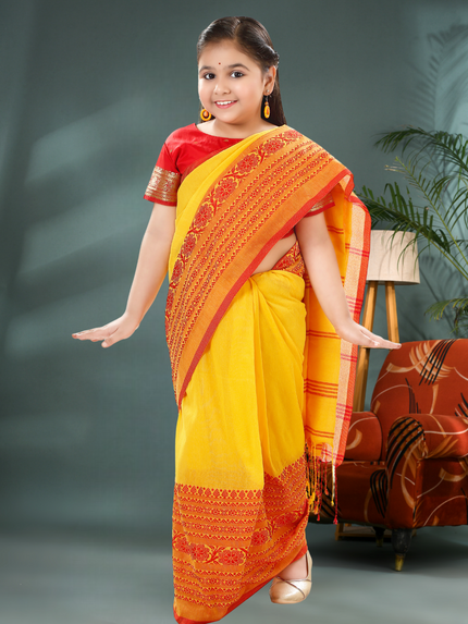 Pure Cotton Handloom Begampuri  Design Kids Saree