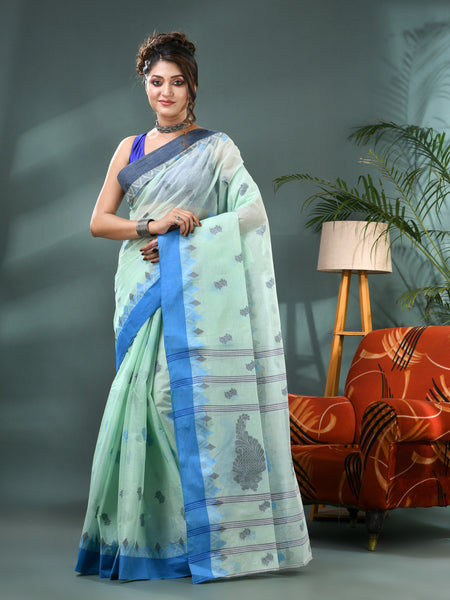 Women Pure Cotton Handloom Tant Saree – Patralekha Design (No Blouse Piece)