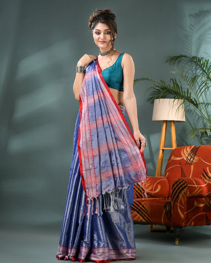 Women's Party Wear Suvarna Rekha Design Tissue Silk Saree with Blouse Piece