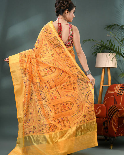 DESH BIDESH Warli Printed Bandhani Saree - Sarees for Women 35203541