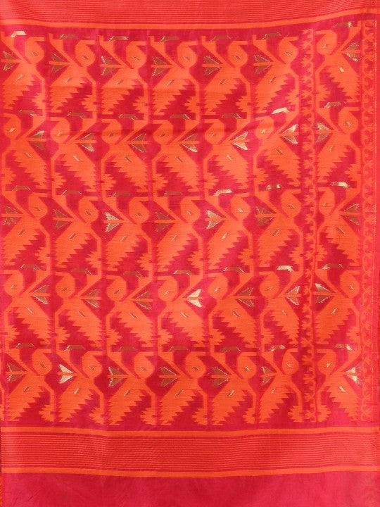 DESH BIDESH Woven Design Silk Cotton Jamdani Saree