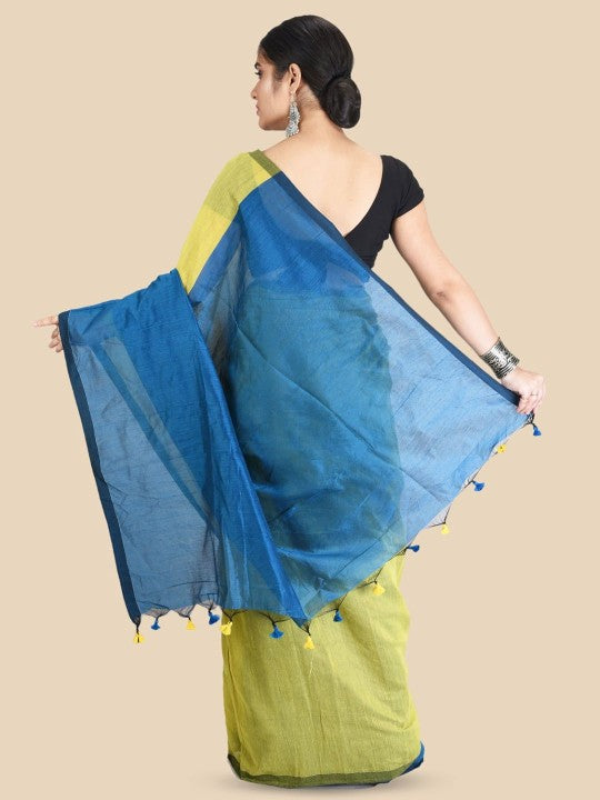 DESH BIDESH Colourblocked Silk Cotton Saree