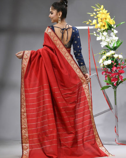 Exquisite Red & Gold Woven Design Zari Saree for Women - Traditional Indian Wear