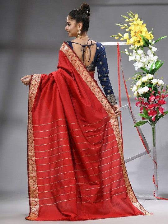 Exquisite Red & Gold Woven Design Zari Saree for Women - Traditional Indian Wear