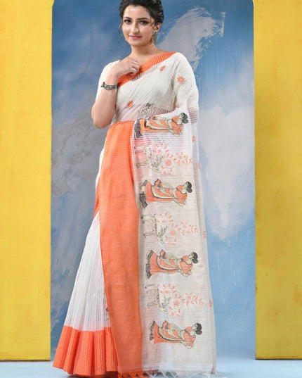 DESH BIDESH Woven Design Zari Pure Cotton Khadi Saree