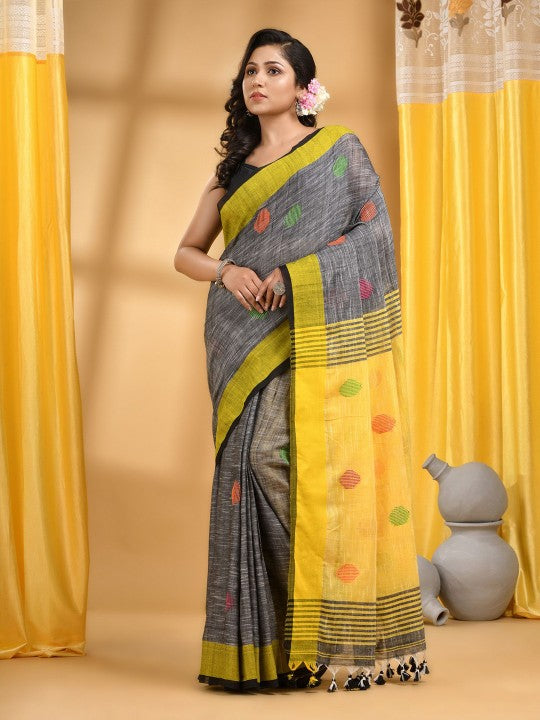 DESH BIDESH Women Woven Design Pure Cotton Khadi Saree