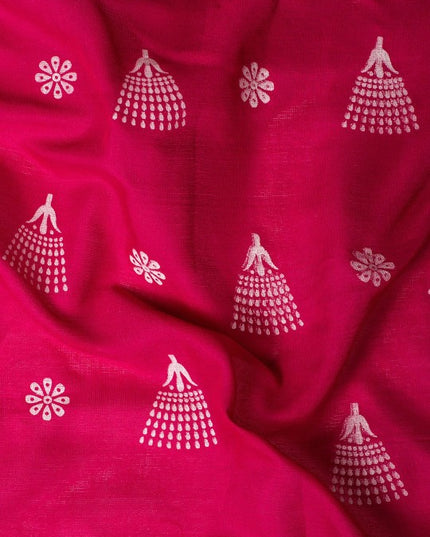 DESH BIDESH Pink & White Paisley Pure Cotton Designer Taant Saree for Women