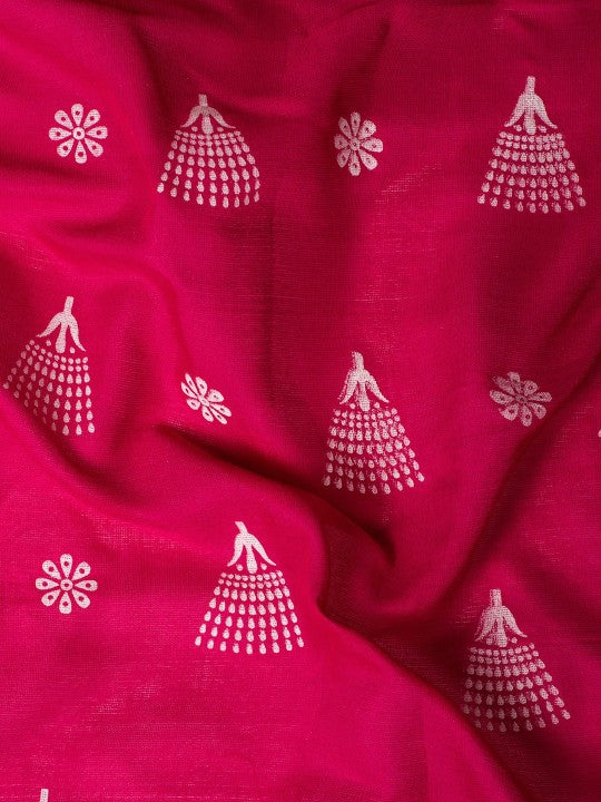 DESH BIDESH Pink & White Paisley Pure Cotton Designer Taant Saree for Women