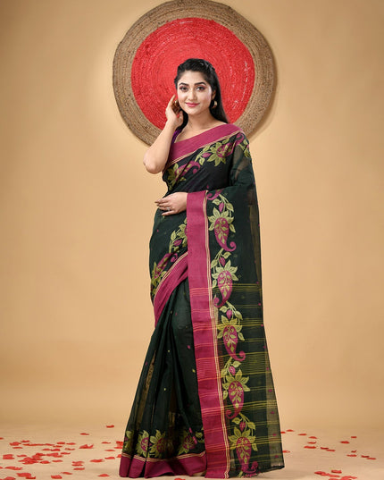 DESH BIDESH Woven Design Pure Cotton Taant Saree for Women