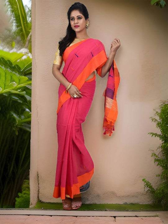 DESH BIDESH Woven Design Pure Cotton Taant Saree