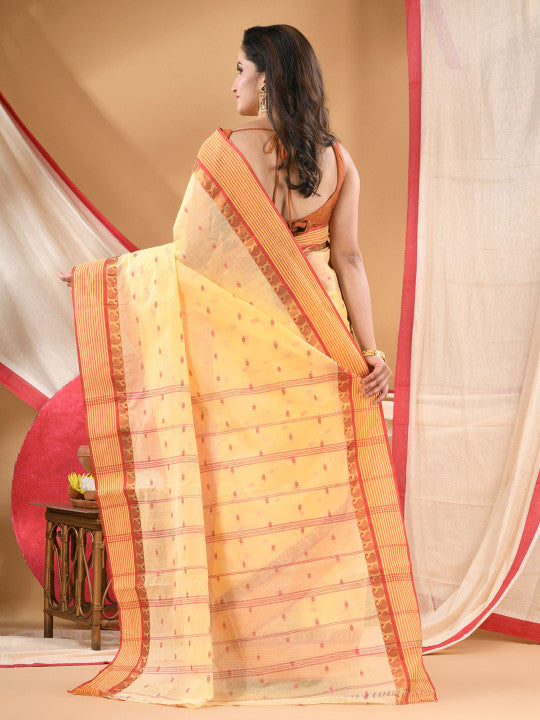 DESH BIDESH Ethnic Motifs Printed Zari Pure Cotton Jamdani Saree