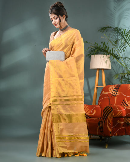 Raat Ki Roshni Golden Tissue Silk Saree with Blouse Piece – Party & Wedding Wear