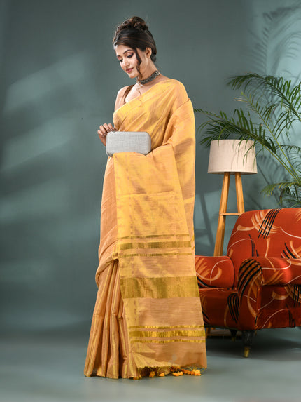 Raat Ki Roshni Golden Tissue Silk Saree with Blouse Piece – Party & Wedding Wear