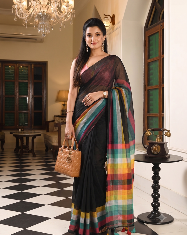 dB DESH BIDESH Women`s Cotton Saree For Woman Festival Royal Rainbow Design Soft Mul Cotton Sarees for Women With Blouse Piece
