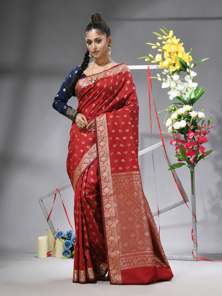 Jacquard Kanjivaram Silk Saree with Golden Zari Paisley & Blouse Piece