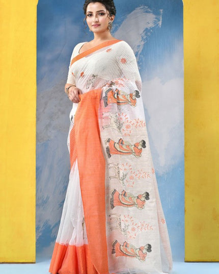 DESH BIDESH Woven Design Zari Pure Cotton Khadi Saree