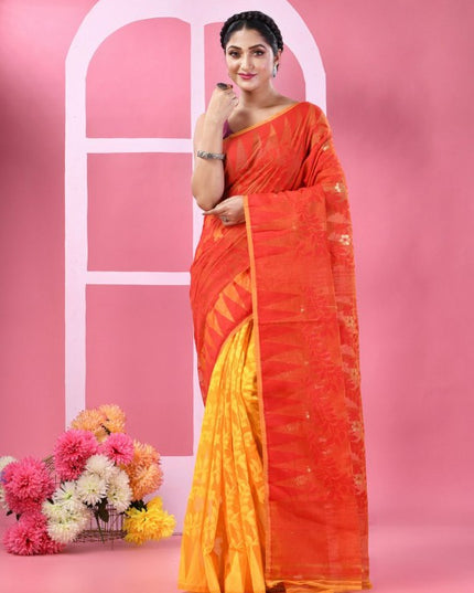 DESH BIDESH Woven Design Pure Cotton Taant Saree