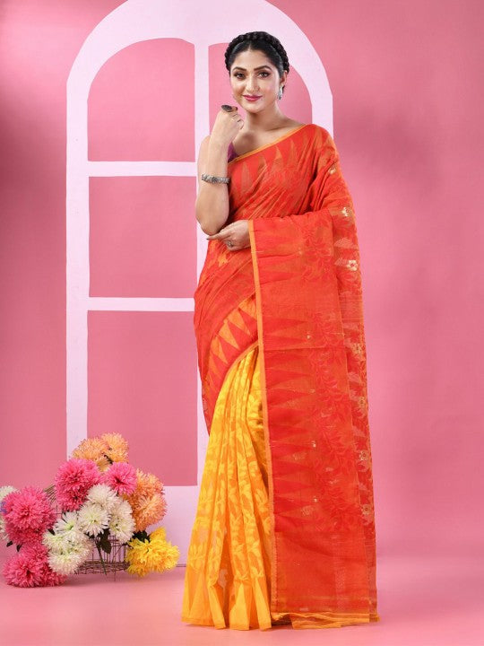 DESH BIDESH Woven Design Pure Cotton Taant Saree