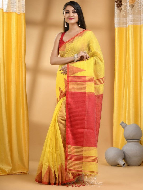 DESH BIDESH Woven Design Pure Cotton Handloom Taant Saree