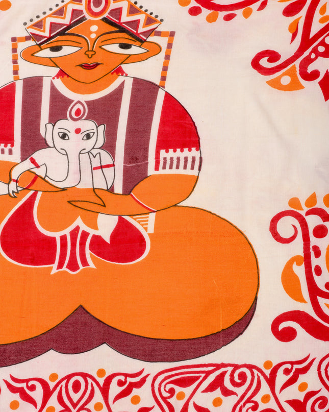 Pure Cotton Handloom Uma Ganesh Printed Saree with Blouse Piece