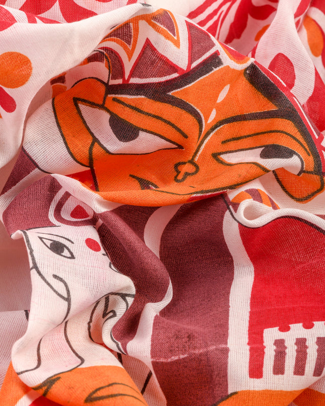 Pure Cotton Handloom Uma Ganesh Printed Saree with Blouse Piece