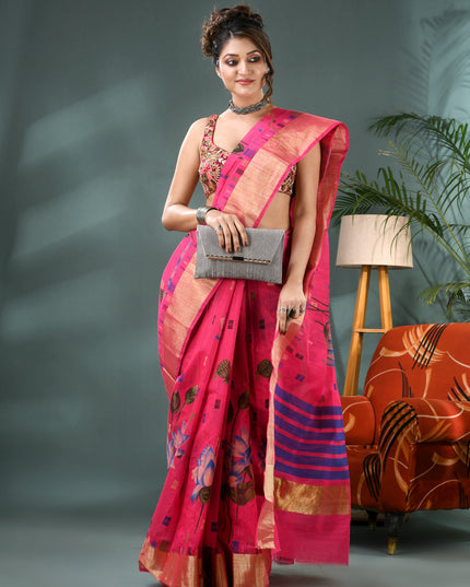 Floral Batik Kamal Phool Silk Cotton Saree