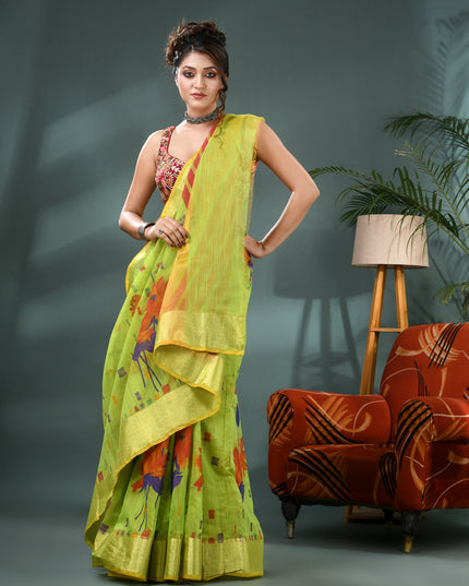 Floral Batik Kamal Phool Silk Cotton Saree