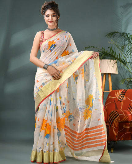Floral Batik Kamal Phool Silk Cotton Saree