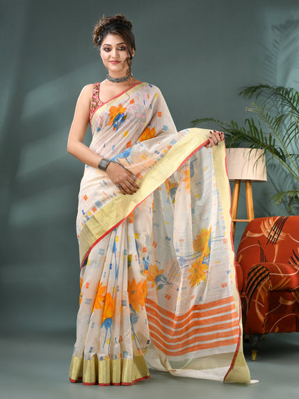 Floral Batik Kamal Phool Silk Cotton Saree