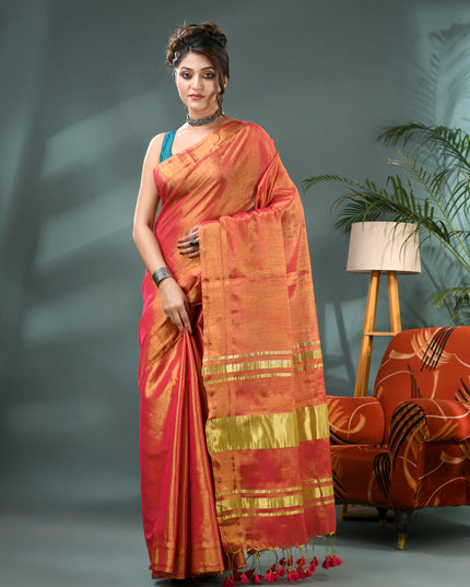 Raat Ki Roshni Golden Tissue Silk Saree with Blouse Piece – Party & Wedding Wear