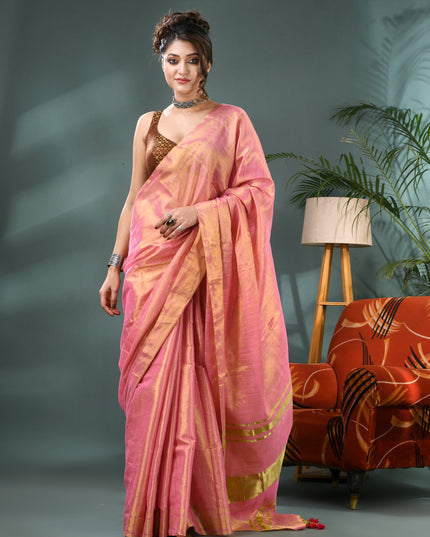 Raat Ki Roshni Golden Tissue Silk Saree with Blouse Piece – Party & Wedding Wear