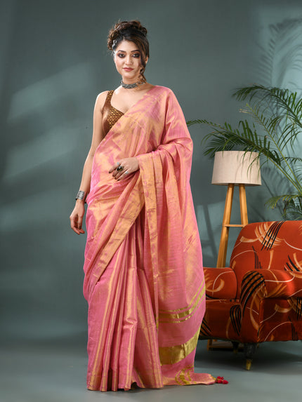 Raat Ki Roshni Golden Tissue Silk Saree with Blouse Piece – Party & Wedding Wear