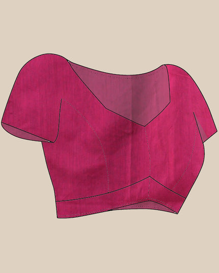 Pure Silk Kanjivaram Handloom Cotton Rajoshree Designer Saree With Blouse Piece - Dark Blue Pink