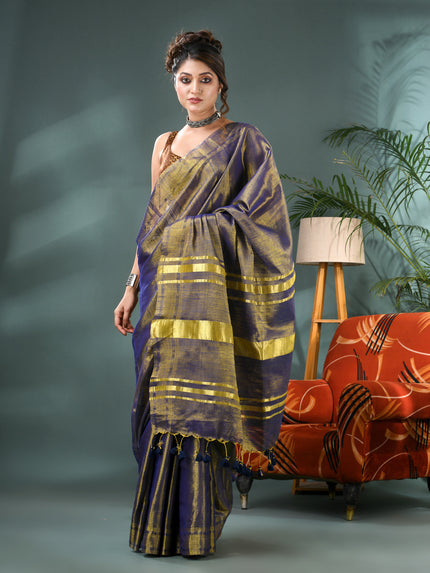 Raat Ki Roshni Golden Tissue Silk Saree with Blouse Piece – Party & Wedding Wear