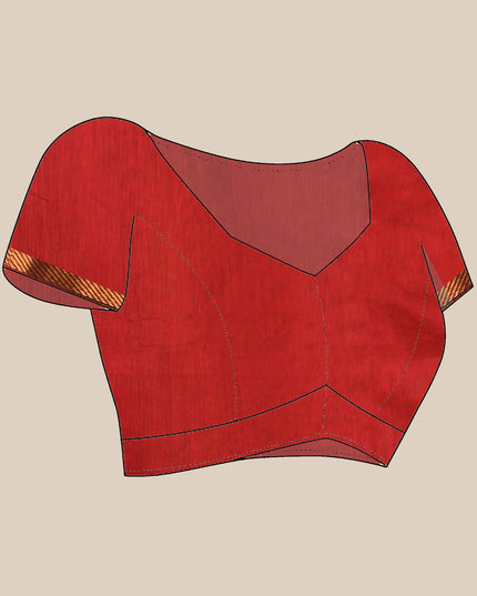 Pure Silk Kanjivaram Handloom Cotton Rajoshree Designer Saree With Blouse Piece - Black Red