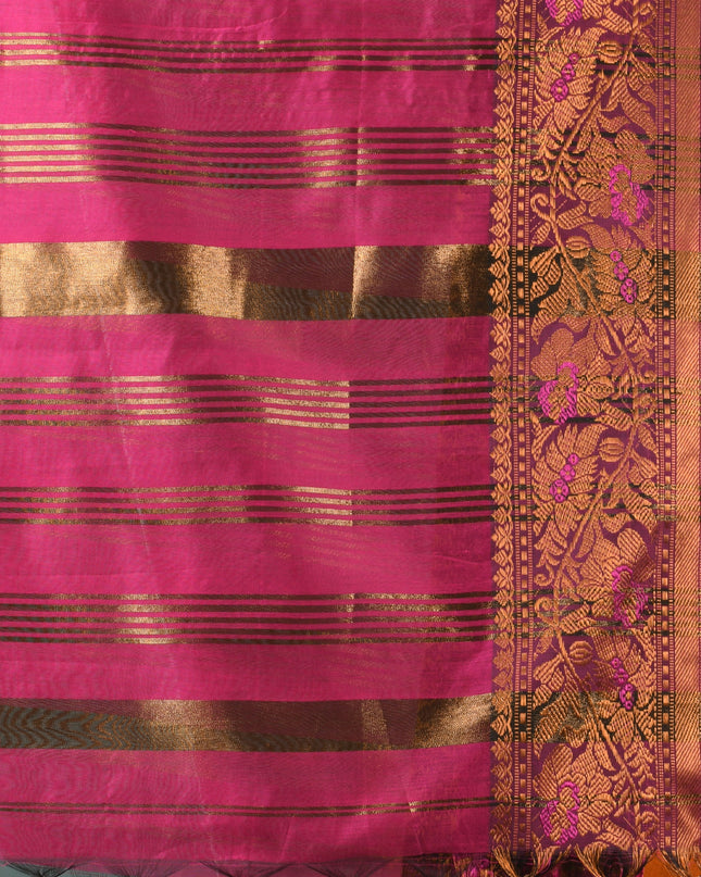Pure Silk Kanjivaram Handloom Cotton Mine Rajoshree Designer Saree With Blouse Piece - Grey Pink