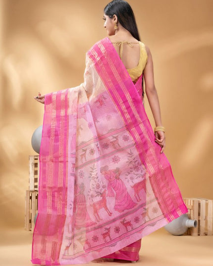 Woven Design Pure Cotton Shakuntala Printed Taant Saree