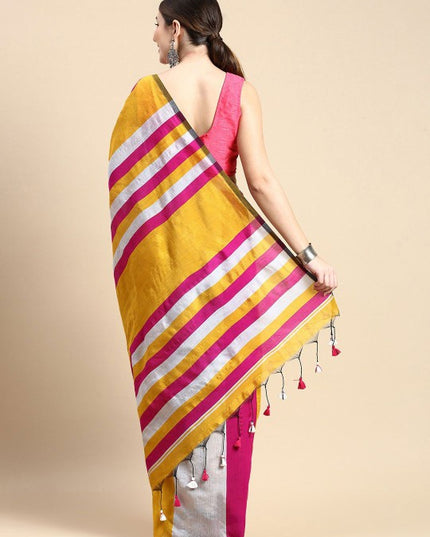 DESH BIDESH Striped Silk Cotton Saree: Vibrant, Elegant, Traditional Indian Attire for Women