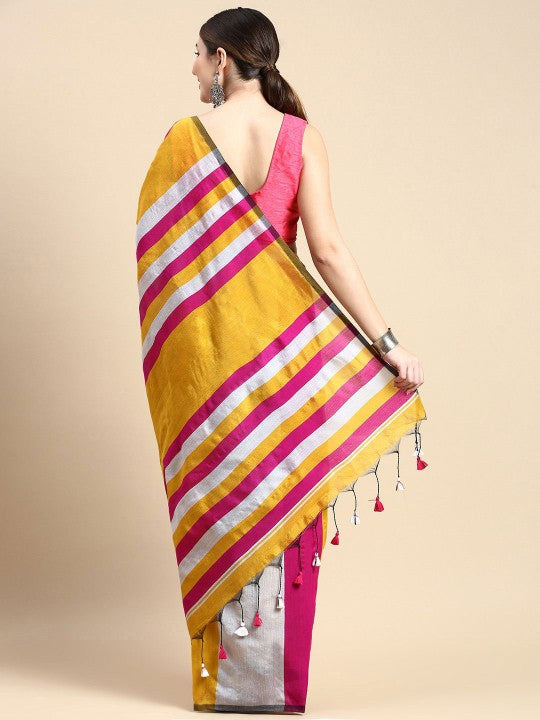DESH BIDESH Striped Silk Cotton Saree: Vibrant, Elegant, Traditional Indian Attire for Women